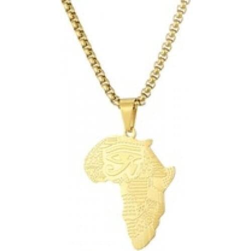 Africa Egypt Map Pendant Necklace Women Mens Chain Hand Carved Eye of Horus Necklace Hip Hop Style Jewelry Wholesale Accessorie
