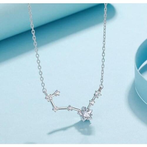 New Trendy Big Dipper Star Pendant Necklace for Women Dazzling Micro Zircon Short Choker Clavicle Chain Necklaces