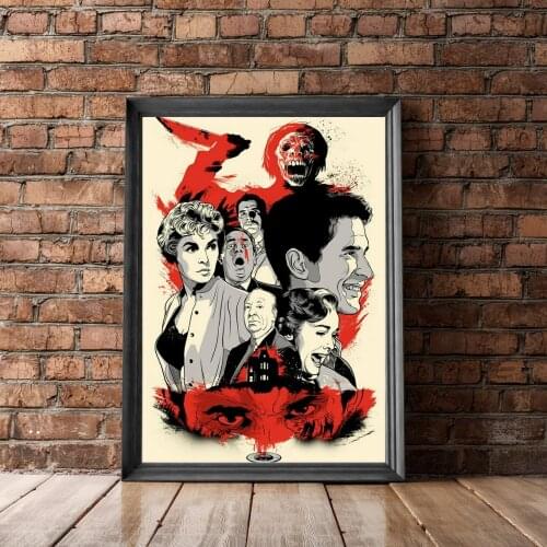 Psycho (1960) Poster Psychological Horror Film Alfred Hitchcock Wall Decor Anthony Perkins Vera Miles John Gavin Art Gift