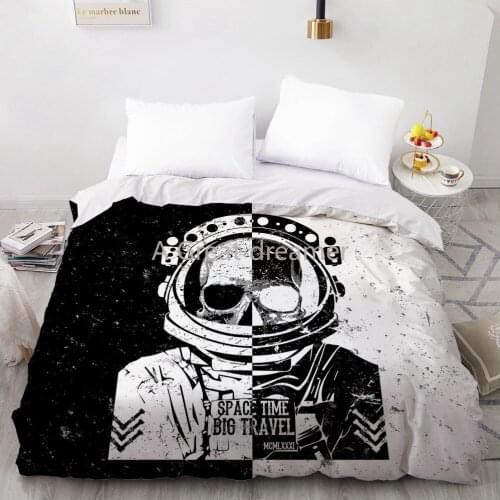 3D Astronaut Skull Duvet Cover Quilt Black Comforter Blanket Case Cover Cool Bedding Set Custom Design Home Textile Dropshipping