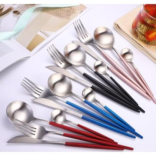 Portugal cutlery series steak knife fork spoon 304 stainless steel tableware dinner set Anne gift tableware