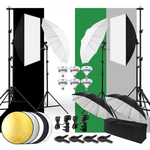 Professional Photography Studio Set Products 2X3M Background Stand 85w Blub 5 in 1 Reflector 4 Club Single Holder For Photo