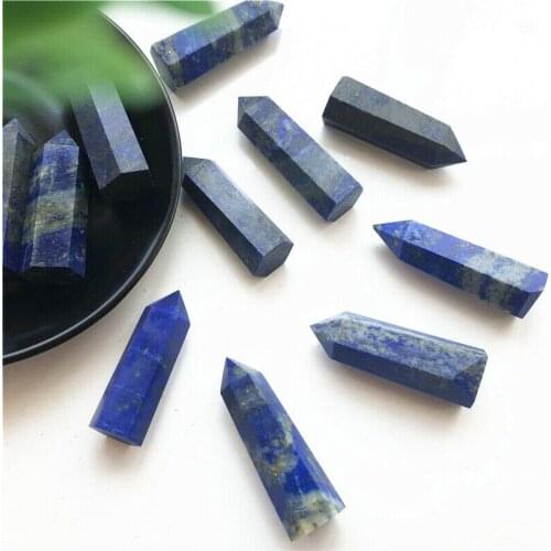 Dropshipping 1pc 40-65mm Natural Lapis Lazuli Quartz Crystal Point Rock Stone Wand Healing Reiki Decoration Crystal Healing Wand