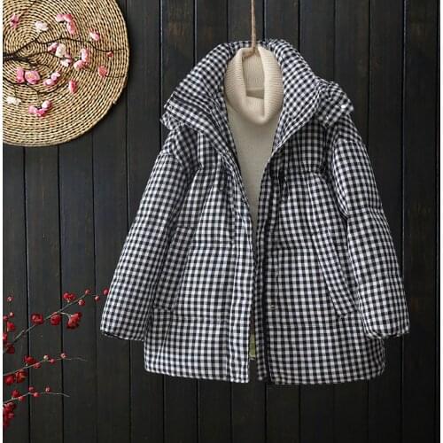 2021New Winter Puffer Coat Women 90% White Duck Down Jacket Thick Warm Plaid Hooded Parkas Batwing Sleeve Snow Outwear Feminina
