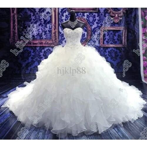 Luxury beading Sequins Wedding Dress Classic sweetheart Bridal Gown white in stock Vestido De Noiva Robe De Mariee Customize