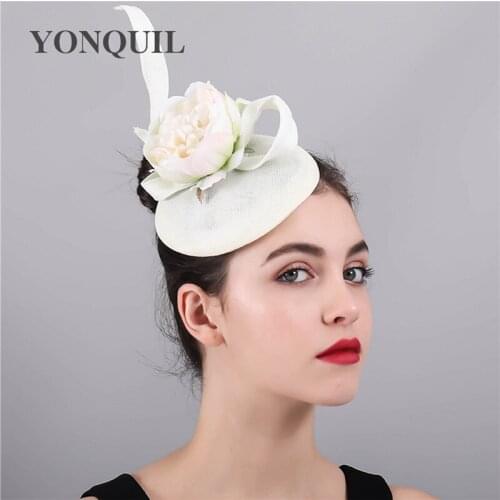 Imitation Sinamay Amazing Bride Fascinator Hat Flower Wedding Headwear Women Ladies Party Dinner Chapeau Cap Headnand Headband