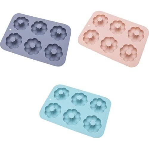 T3EC 6 Cavities Silicone Material Flowers Shaped Mold for Chocolate Candy Cakes Jelly and Pudding Handmade Soap Baking Moulds