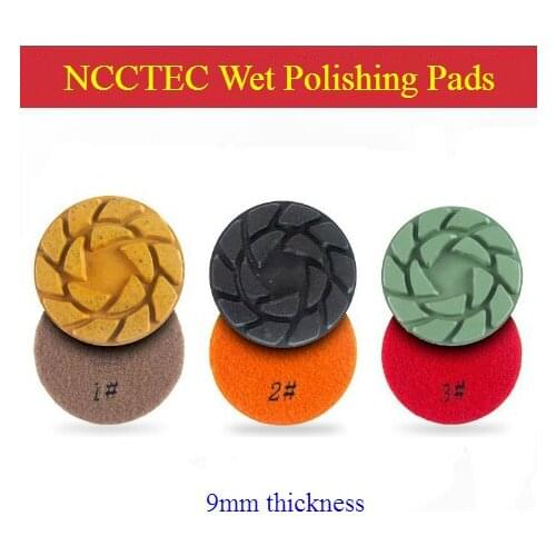 [9mm thickness] 4'' Inches Wet Diamond Wet Polishing Pad for Marble Velcroes Backed |100mm three-step 3 steps concrete grinding