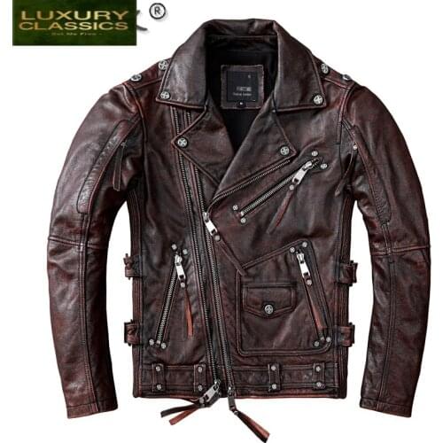 Streetwear Natural Real Cow Leather Coat Men Clothes 2021 Motorcycle 100% Genuine Leather Jacket Man Hommes Veste 1928
