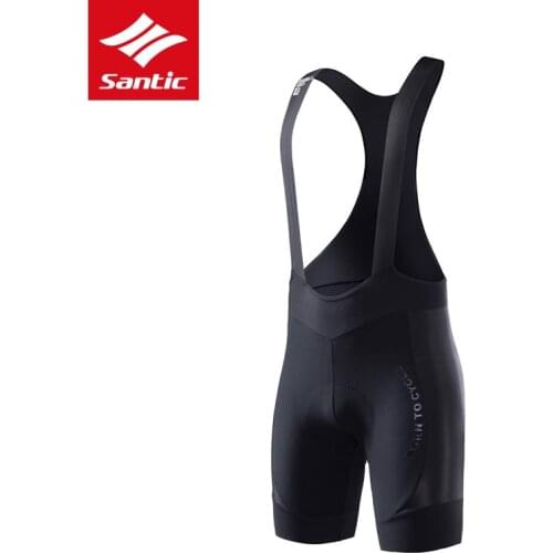 Santic Cycling Bib Shorts Men Pro Bike Shorts MTB Road Bicycle Sport Breathable Fabric Italian Double Density Padded Clothing