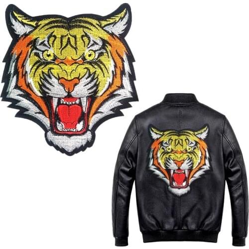 Embroidery Iron on New Big Tiger Head Stickers Patches for clothing accessories Clothes Animal Patch DIY