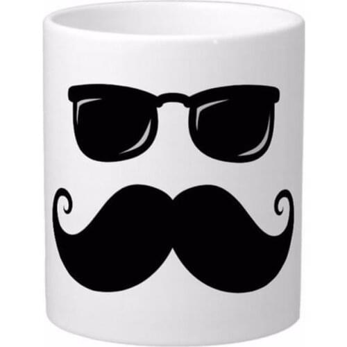 Funny Mustache And Sunglasses Face White Coffee Mugs Tea Mug Customize Gift By LVSURE Ceramic Cup Mug Travel Coffee Mugs