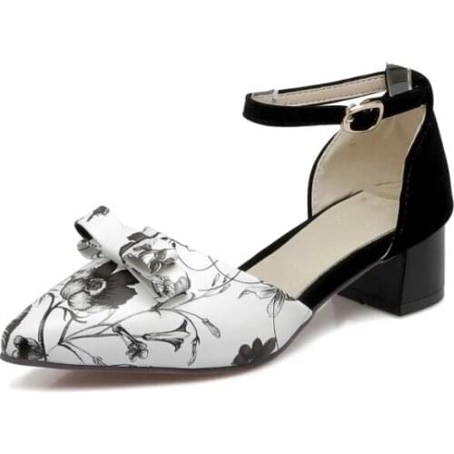 Oversized 14 15 16 17 ladies high heels women shoes woman pumps Pointed Package toes bowknot Thick with Single shoes