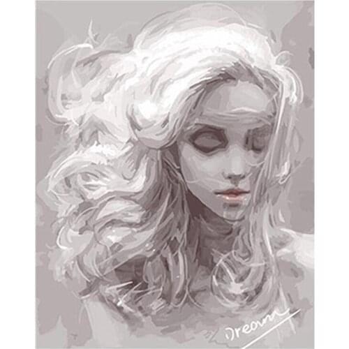 Woman Portrait Pre-Printed 11CT Cross Stitch Set DIY Embroidery DMC Threads Painting Sewing Handiwork Hobby Home Counted