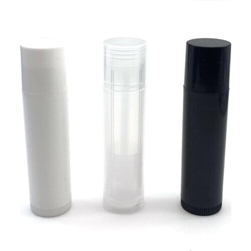 20Pcs 5G 5ML Empty Plastic Lip Balm Tubes Containers Lip Gloss Storage Container Clear Black White