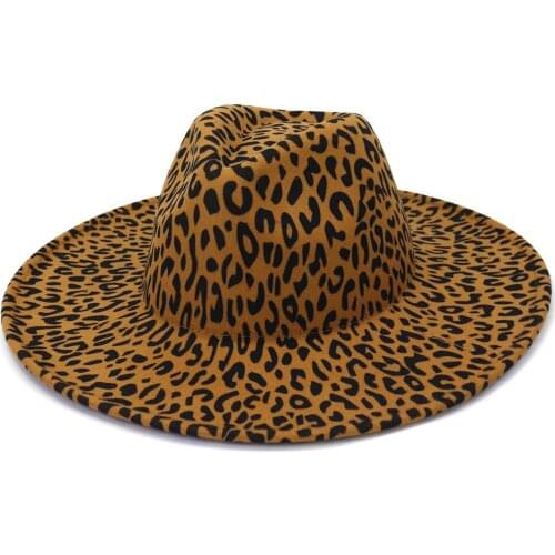 2021 New Classics Leopard Print Unisex Casual Party Fedora Hat Wide Brim Women‘s Elegant Hat Men‘s Fedora Hat Autumn Winter Hats