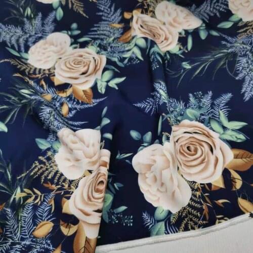 2021 Hot Floral Print Stretchy Fabric Shirt Head Wear Craft Material Dress Stylish