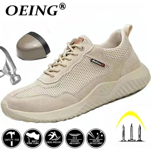 2020 New brand summer lightweight steel toecap men women work & safety boots breathable male female casual shoes plus size 37-45