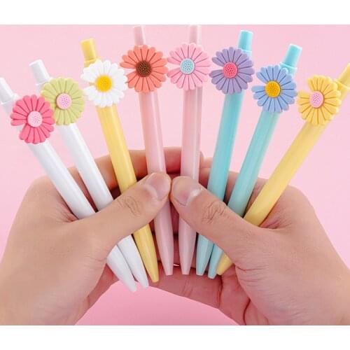 4pcs Flower Pens for Girls Macaron Color Press Gel Pens for School Office Accessories Korean Stationery Kawaii School Supplies