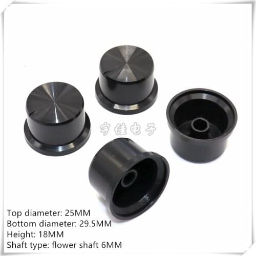 5 Piece 29.5×18MM hat type black plastic knob cap potentiometer encoder switch knob is suitable for flower shaft 6MM