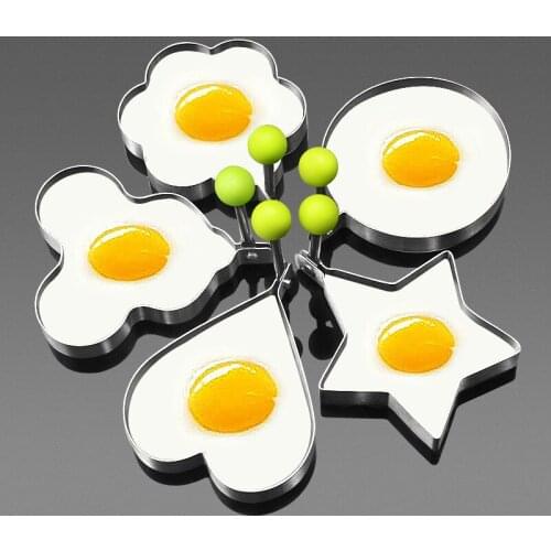 5Pcs/Set Thickened Stainless Steel Omelette Maker Creative Fried Egg Mold Poached Egg Sharpener Model Kitchen Tool Supplies