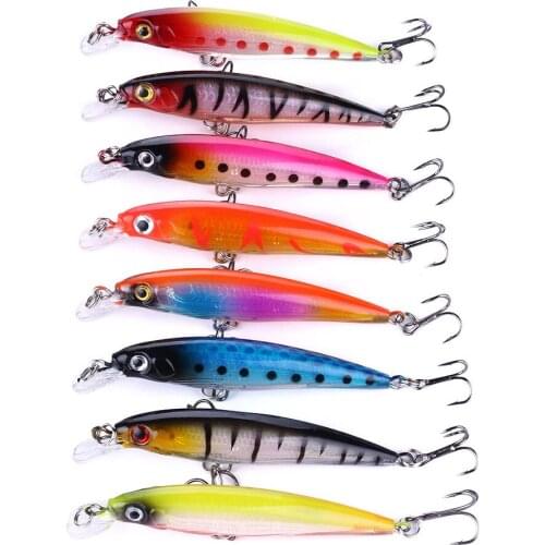 80Pcs laser Minnow Fishing Lure 8.2cm 7.3g Floating Wobblers Hard Bait isca Artificial Crankbait Bass Pike peche Fishing Tackle