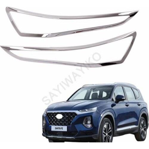 ABS Chrome Front Lamp Cover Headlight Frames Protector Auto Accessories 2Pcs For Hyundai Santa Fe ix45 2019 2020