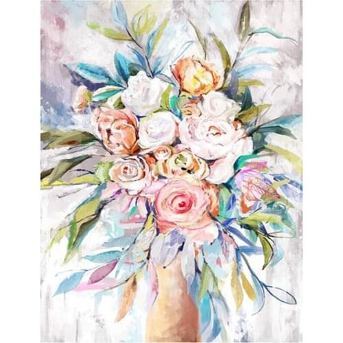 Diamond Painting Full Circle Diamond Kit Rhinestone Picture Art Craft Home Door Decoration (Rose Flowers )