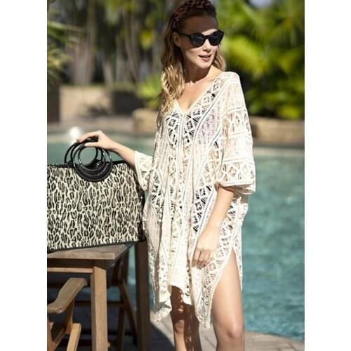 Hollow Out Long Dress Casual WomenS Clothing White Color Dress Beach Wear 2021 Summer Knitted Cover Ups