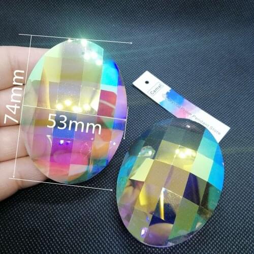 Camal 1pcs 74mm AB Color Colorful Egg Drop Crystal Prisms Pendant Chandelier Hanging Lamp Lighting Parts SunCatcher Home Decor
