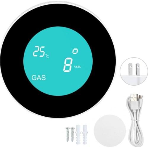 LCD Display WIFI Combustible Gas Leak Detector Smart Alarm Sensor for Tuya 100-240V