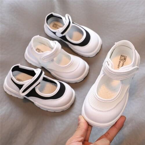 Kids Sneakers Girls Mesh Mary Janes Shoes Platform Boat Shoes Children Breathable Casual Shoes White Single Shoe