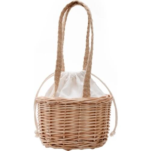 Kids Straw Purses and Handbags Cute Little Girl Rattan Beach String Bucket Bag Tote Women Coin Pouch Baby Purse