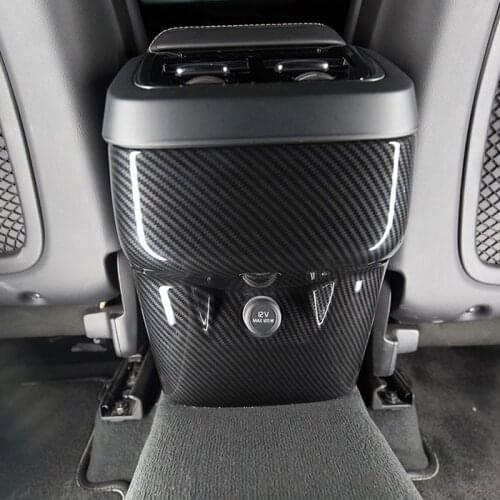 For Volvo XC90 B5 B6 2021 Car Accessories ABS Carbon fiber Style Car Rear Seat Air Conditioning Vent Cover Trim Anti-Kick Panel