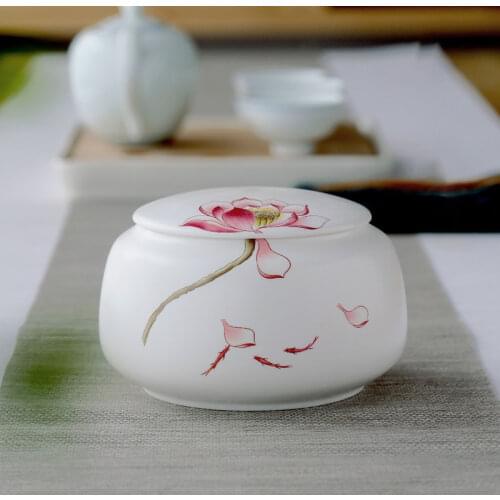 Chinese Ceramic Airtight Jar Tea Storage Tank Small Home Tea Can