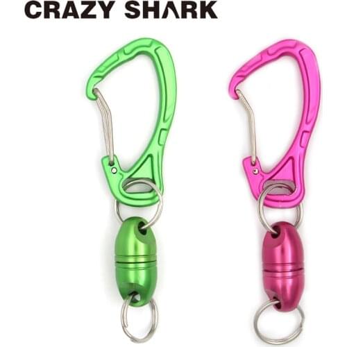 Crazy Shark Magnetic Net Release Holder with Carabiner for Fly Fishing Gear Strong Magnet Max 7lbs/3.5kg Fishing Tools