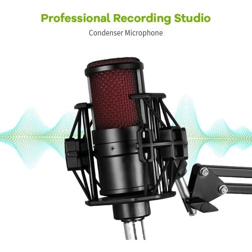 Profession studio Recording Microphone 3.5mm Condenser Microphone for PC Computer with Stand Shock Mount mic for YouTube Gaming