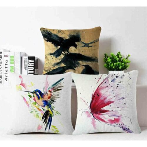 Milu deer and bird Cotton Linen Throw Pillow Case Cushion Case Home Soft Room Gifts Single Sides Printing
