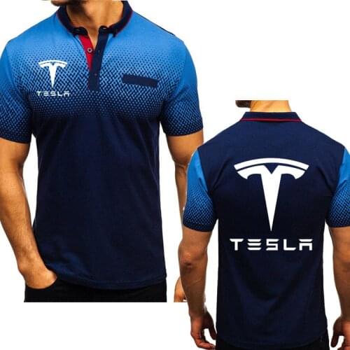 2020 The new Summer Men’s T-Polo Tesla Car Logo printing Casual short sleeve high quality Cotton Men’s polo clothing