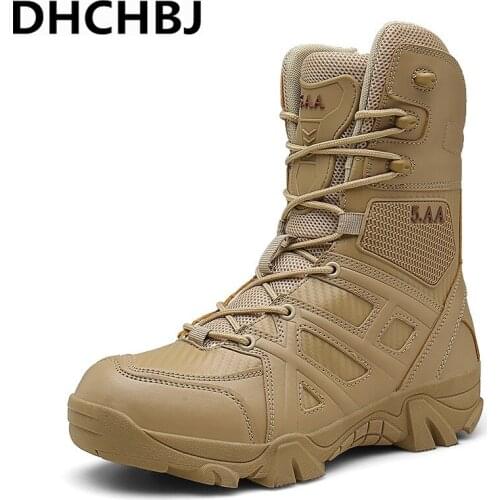 Men High Quality Brand Military Leather Boots Special Force Tactical Desert Combat Mens Hiking Boots Outdoor Shoes Ankle Boots