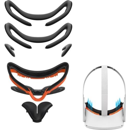 7in1 Set Resilient VR Facial Bracket & Anti-Leakage Light PU Leather Foam Face Cover Pad Comfort Accessories For Oculus Quest 2