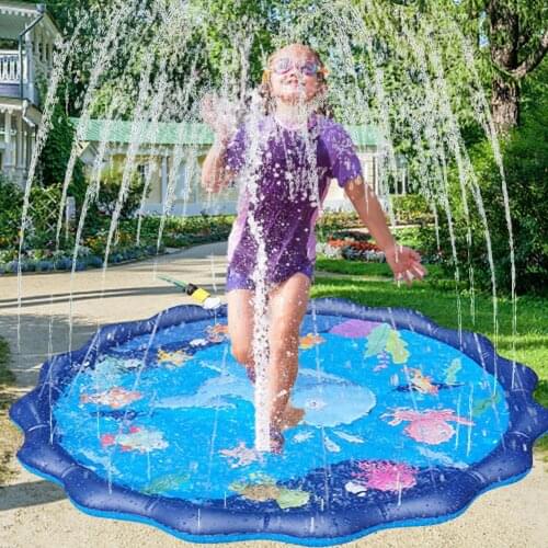 Inflatable Sprinkler Splash Pad Kids Wading Pool Outdoor Water Fun Toy Inflatable Shark Water Spray Pad For Boys Girls 67 Inches