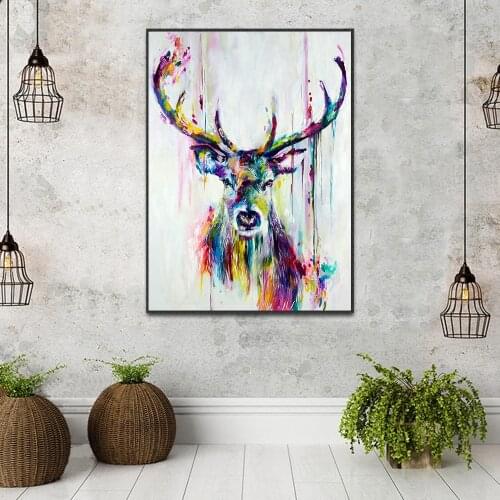 Abstract Animal painting Deer Pictures Canvas Painting Posters and Prints Cuadros Wall Art Pictures for Living Room Decoration
