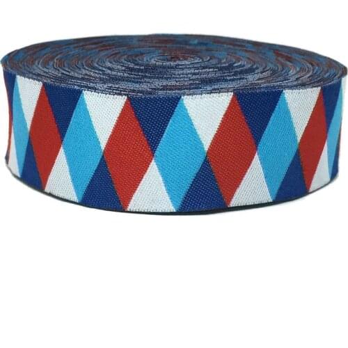 ZERZEEMOOY 1" 25MM 5YARD 2018 NEW Red And White And Blue Geometry Woven Jacquard Ribbon