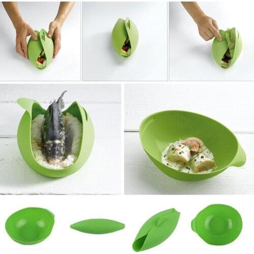 2021 New Hot Home Kitchen Microwave Oven Steamer Soft-paste Tool Bowl Steam Cook Baking Food Folding Roaster Silicone