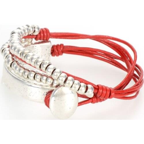 New Arrival Bohemian Vintage Handmade Multilayers Double Wrap Women Mothers Day Birthday Leather Charm Bracelet Bangle