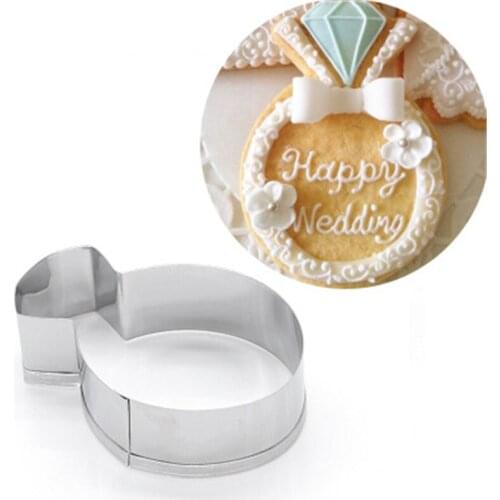 New Cutter Cookie Kitchen Accessories Diamond Ring Stainless Steel Party New Baking Tools Lady Cookie Mold Wedding Cookie Stamp