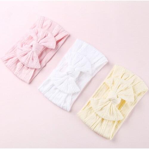 Knot Bow Nylon Headbands, Cable knit nylon head wraps, Pompom Trim Wide Nylon Turban Headband Baby Girls Hair Accessories