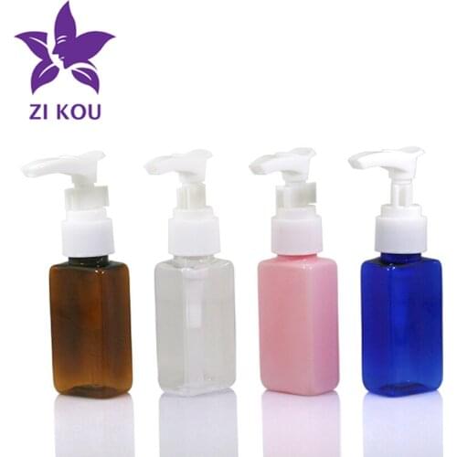 Hot-selling high-end low-cost travel 1pcs/lot 50ml square shape plastic bottle with lotion pump with clamp emulsion bottle