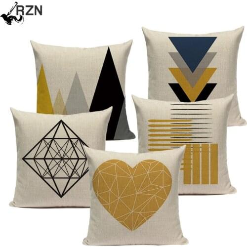 Custom Throw Pillow Covers Geometric Cushion Cover Nordic Decoration Home High Quality Yellow Deer Pillow Case For Pillow